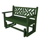  48 Recycled Chippendale Outdoor Patio Glider Bench   Forest Green