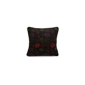   Tweed Square Decorative Pillow with Multi Colored Rose