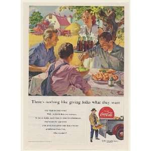  1953 Coke Coca Cola Bottles Farm Picnic Giving Folks What 