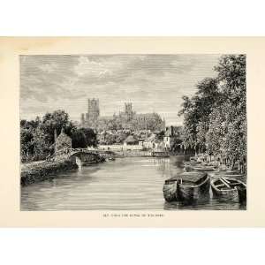 com 1882 Wood Engraving Art Historic Ely Cathedral River Ouse England 