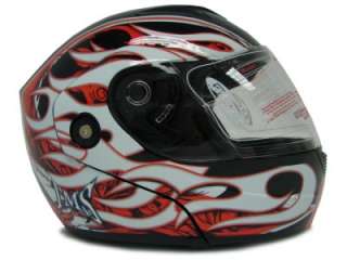   /Red/White Flip Up Modular Full Face Motorcycle Helmet Street DOT ~ L