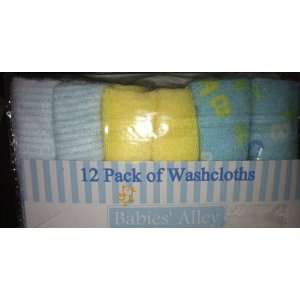   Terry Baby Washcloths ~ Boys Colors ~ Blue / Green / Yellow / White