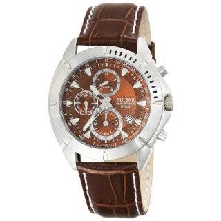Pulsar Mens PF8303 Sport Chronograph Brown Dial Leather Strap Watch