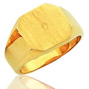  Mens 14K Yellow Gold Solid Back Signet Ring: Jewelry