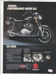 Suzuki GS450 GS450L vintage original motorcycle advertisement ad 1982 
