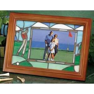  Stained Glass Male Golfer Horizontal Frame Sports 