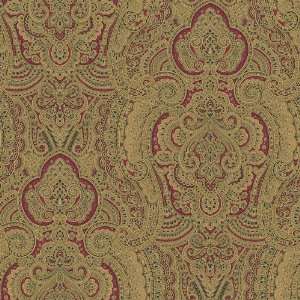   Color BC1581874 Red and Gold Damask Swirl Wallpaper