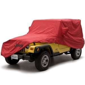   Red Car Cover With Jeep Logo For 1987 1995 Jeep Wrangler: Automotive