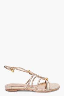 Alexander McQueen beige gold twine sandals for women  