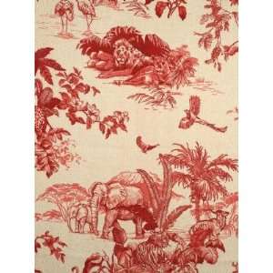   African Toile   Reds On Cream Fabric Arts, Crafts & Sewing