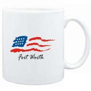 Mug White  Fort Worth   US Flag  Usa Cities