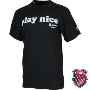  K Swiss Mens Play Nice Tee T Shirt,Black,M US Sports 