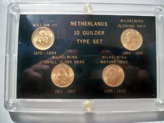 GOLD Netherlands 10 Guilder Type Set  