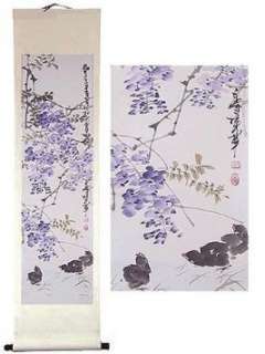  Chinese Scroll Painting   Wisteria