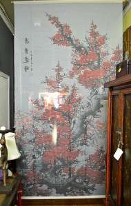 Screen Curtain Divider w/Chinese Painting Plum Blossom  