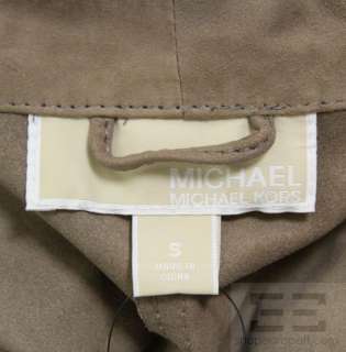   Michael Kors Tan Suede Cargo Pocket Zip Up Jacket Size Small  