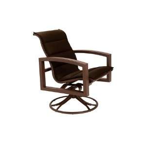   Padded Sling Aluminum Arm Swivel Rocker Patio Dining Chair Textured