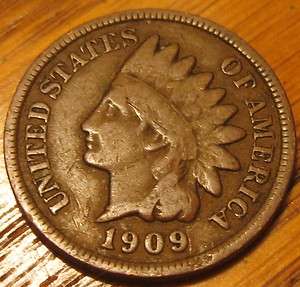 1909 INDIAN HEAD CENT GOOD LAST YEAR T56  
