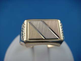 STUNNING 18K GOLD 3 COLOR MENS SIGNET RING MADE IN ITALY 5.5 GRAMS 