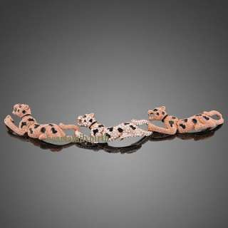 18K rose gold GP swarovski crystal 3 leopards bracelet b76  
