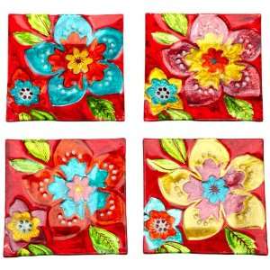   DII Flower Fiesta, Glass Plates, 6 Inch Square, Set of 12 Home