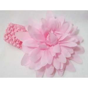  Large Light Pink Mum Flower with Crochet Headband 