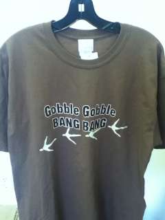  Gobble Gobble Bang Bang Short Sleeve Brown Shirt, L, Hunting, Turkey 