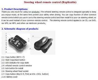 UNIVERSAL Infrared Steering Wheel Stereo Remote Control  