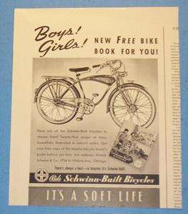 1939 SCHWINN BICYCLE Ad Art..RIDE SCHWINN BUILT BICYCLES Deco Print 