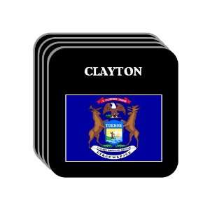 US State Flag   CLAYTON, Michigan (MI) Set of 4 Mini Mousepad Coasters