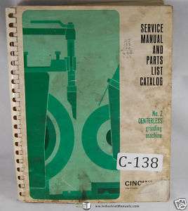 Cincinnati 2 EA/OM Centerless Grinder Service Part Book  