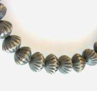   Old Pawn Navajo Handmade Fluted Sterling Silver Bench Beads Necklace