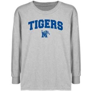  Memphis Tigers Youth Ash Logo Arch T shirt : Sports 