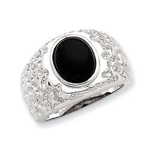  Sterling Silver Mens Onyx Ring: Jewelry