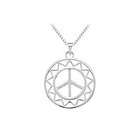 FineJewelryVault Sterling Silver Sun Shaped Peace Sign Pendant