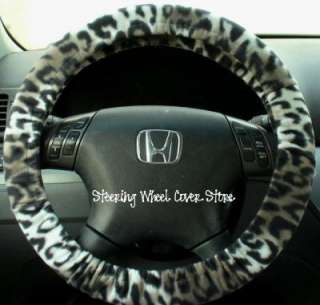 Car Truck Universal Grip Steering Wheel Cover Soft Snow Leopard Print 