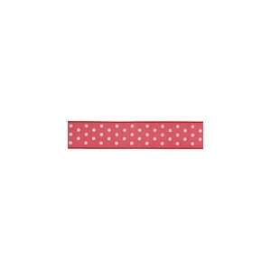 Sheer With Dots Ribbon .875 3 Yards Rouge With White  