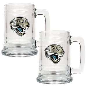 Jacksonville Jaguars NFL 2pc 15oz Glass Tankard Set  Primary Logo 