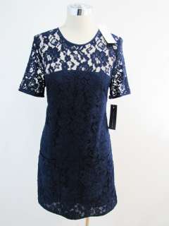 New French Connection Navy Floral Lace Shift Dress 6  