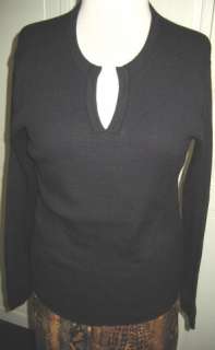 NEW Ladies BLACK ITALIAN MERINO WOOL~V Neck Sweater~PL  