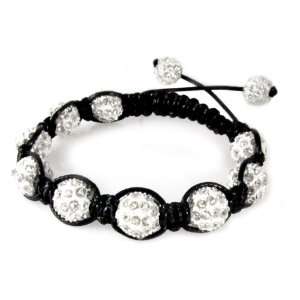    White Crystal Ball Bracelet with Eleven Crystal Balls: Jewelry