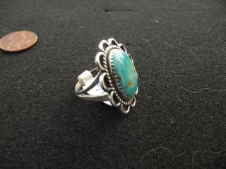 Navajo Handmade Natural Turquoise Ring Size 7 ½  D. Smallcanyon 