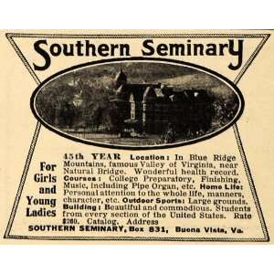  1911 Ad Southern Seminary College Preparatory Ladies 