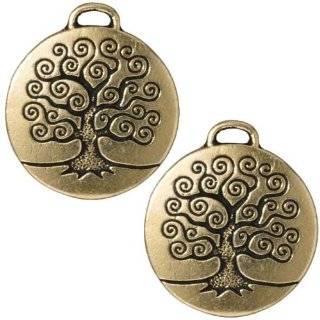 22K Gold Plated Pewter Round Tree Of Life Pendant 26mm (1)
