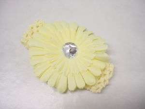 Flower stretch Crochet Headband Light Yellow  