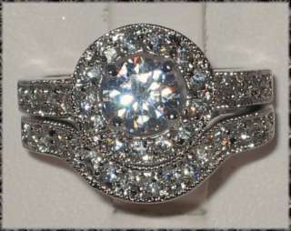VERY VINTAGE lab Diamond Engagement Bridal Wedding Ring Set   SIZE 5 6 