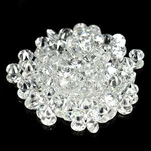   Pcs. / $2.50 Round Diamond Cut Natural White Zircon Cambodia Gemstone