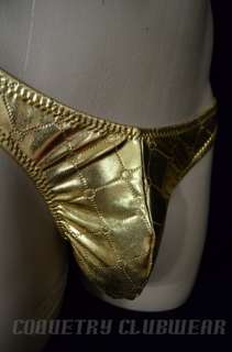 Mens Sexy Neon GOLD Metallic Spandex Lycra Exotic Thong SEXY & Sleek 