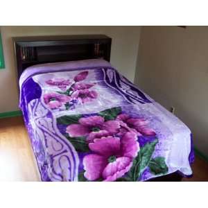  Plush Purple Flower Heavy Weight 12lbs Acrylic Mink Blanket 