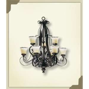 Quorum 6121 9 13 Delphi 9 Light Chandelier, Coffee Finish with Frosted 